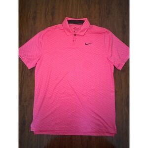 Nike Men's SZ M Dri-Fit Vapor Striped Golf Polo T Shirt CU9798-639 Pink/Black